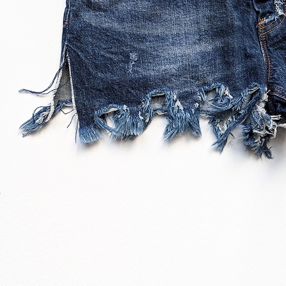 Free People Fields Sun Painted Denim Jean Shorts - Picture 6 of 9